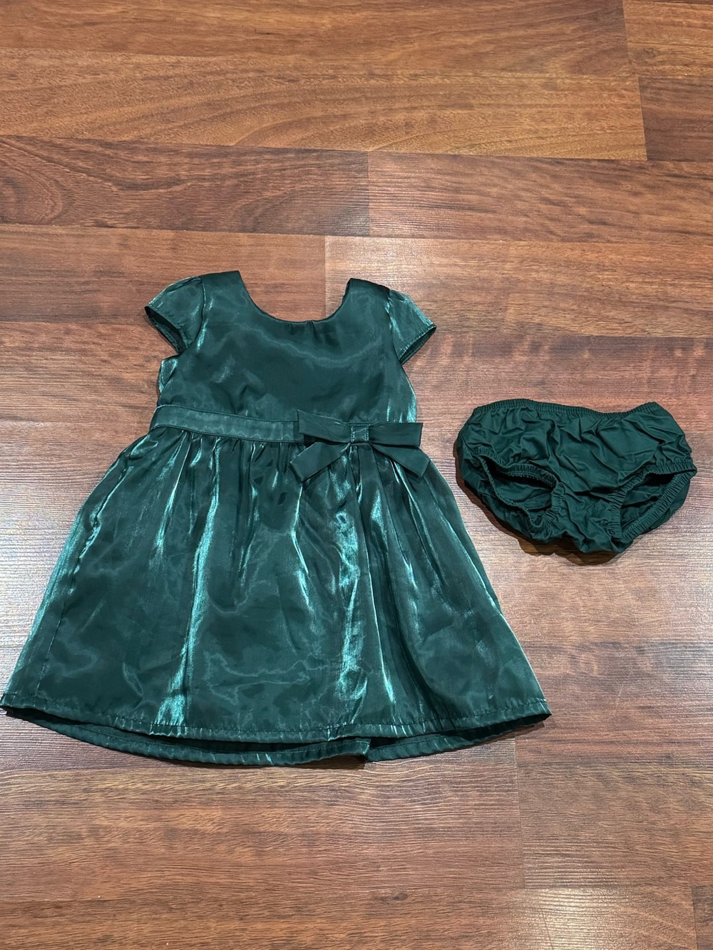 Carter's - Shiny Emerald Green Holiday Party Dress with Bloomer